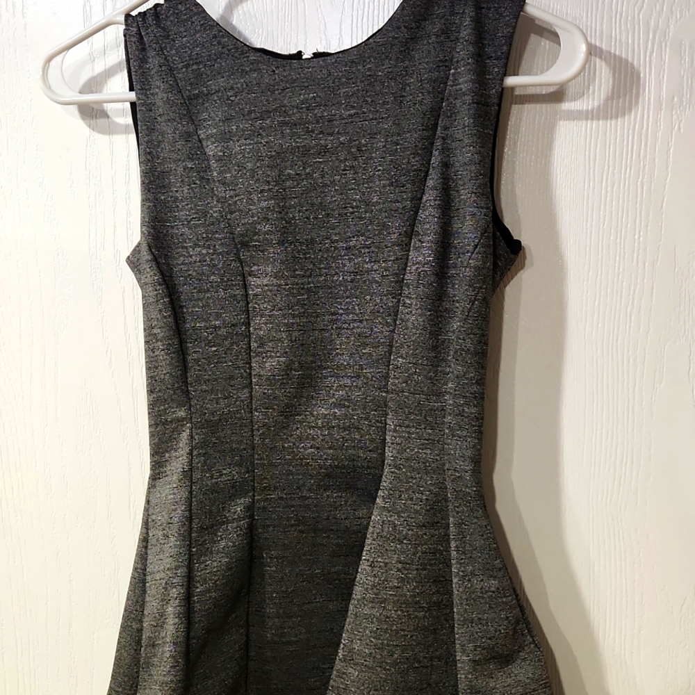 Fit and flare peplum silver grey top XS